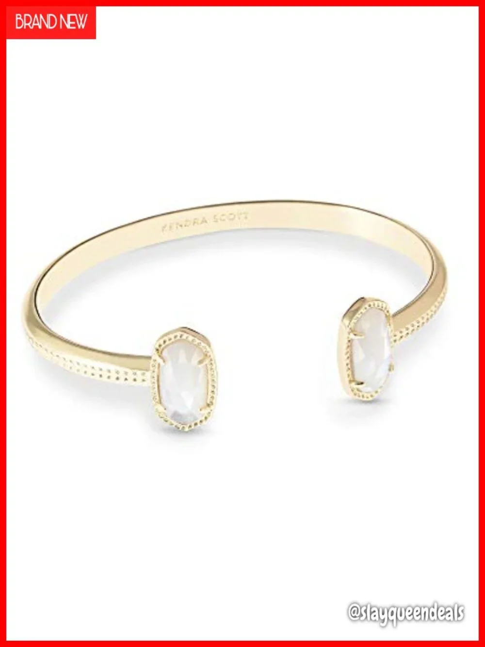 Gold Plated Brass and Mother of Pearl Cuff Bracelet